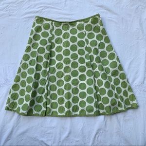 Boden Fit & Flare A Line Green PolkaDot Midi Skirt